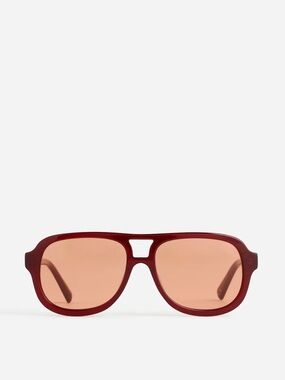 Madewell Logaan Aviator Sunglasses in Dark Cinnabar
